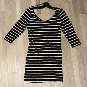 Forever 21 Black and White Striped Scoop-Neck Mini Dress